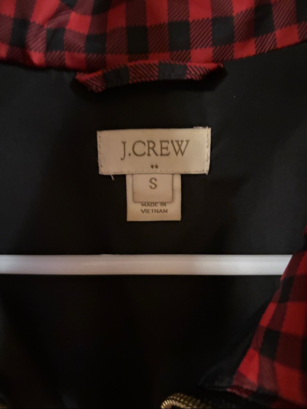 J. Crew Red and Black Buffalo Plaid Quilted Vest - Picture 2 of 6